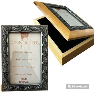 Vintage Wood photo box keepsake frame/jewelry box/gift giving/roses